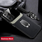 Shockproof PU Leather Tempered Glass With Stand Case for Samsung Galaxy Note20