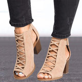 Shoes - Ladies Chunky High Heels Shoes