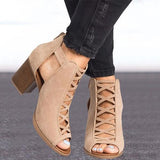 Shoes - Ladies Chunky High Heels Shoes