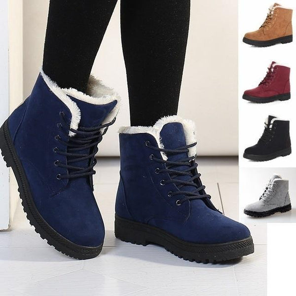 Women's Shoes - Classic Heels Suede Women Winter Warm Fur Plush Ankle Boots