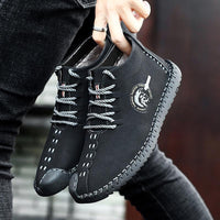 Shoes - Fashion Men's High Quality Leather Plush Lining Casual Boots