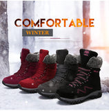 Women New High Quality Leather Suede Winter Keep Warm Lace-up Waterproof Snow Boots