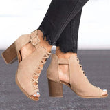 Shoes - Ladies Chunky High Heels Shoes