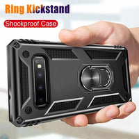 Luxury Heavy Duty Anti-knock Shockproof Car Holder Ring Soft Phone Case For Samsung S10/plus/lite Note 10/Pro/9 8 S9 S8 Plus