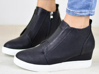 Women Wedges Suede Inner Height Zipper Boots Shoes