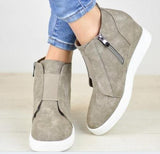 Women Wedges Suede Inner Height Zipper Boots Shoes