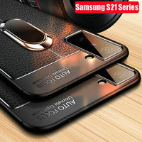 Luxury Magnet Stand Silicone Leather Case For Samsung Galaxy S21 Series