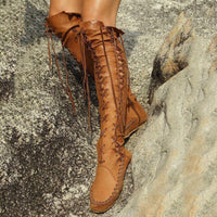 Handmade Comfortable Bohemian Leatherette Moccasin Boots