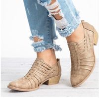 Women's Shoes - Hollow Platform Thick Heels Ankle Women's Boots