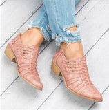 Women's Shoes - Hollow Platform Thick Heels Ankle Women's Boots