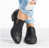 Women's Shoes - Hollow Platform Thick Heels Ankle Women's Boots