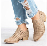 Women's Shoes - Hollow Platform Thick Heels Ankle Women's Boots