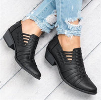 Women's Shoes - Hollow Platform Thick Heels Ankle Women's Boots