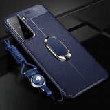 Luxury Magnet Stand Silicone Leather Case For Samsung Galaxy S21 Series