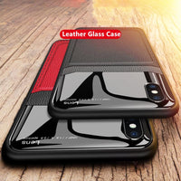 Luxury Ultra Slim Shockproof Leather Glass Case For iPhone X XR XS MAX 8 7 6S 6Plus