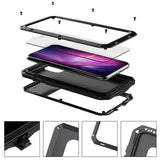 Heavy Duty Armor Shockproof Metal Aluminum Phone Case for iPhone 12 11 Pro Max XR XS 6 6S 7 8 Plus X 5S + Tempered Glass