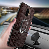 Luxury Crocodile Leather Car Magnetic Case for Samsung Galaxy S9 S8 Note 9 8