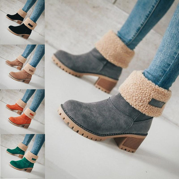 Women's Shoes - Thick Bottom Winter Fur Wedge Booties