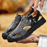 Shoes - 2019 Fashion Genuine Leather Sandals Men Casual Beach Shoes