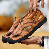 Shoes - 2019 Fashion Genuine Leather Sandals Men Casual Beach Shoes