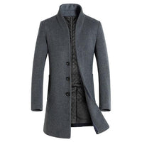 Men's Jacket Warm Winter Trench Long Sleeve Overcoat