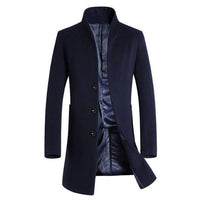 Men's Jacket Warm Winter Trench Long Sleeve Overcoat