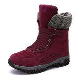 Women New High Quality Leather Suede Winter Keep Warm Lace-up Waterproof Snow Boots