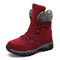 Women New High Quality Leather Suede Winter Keep Warm Lace-up Waterproof Snow Boots