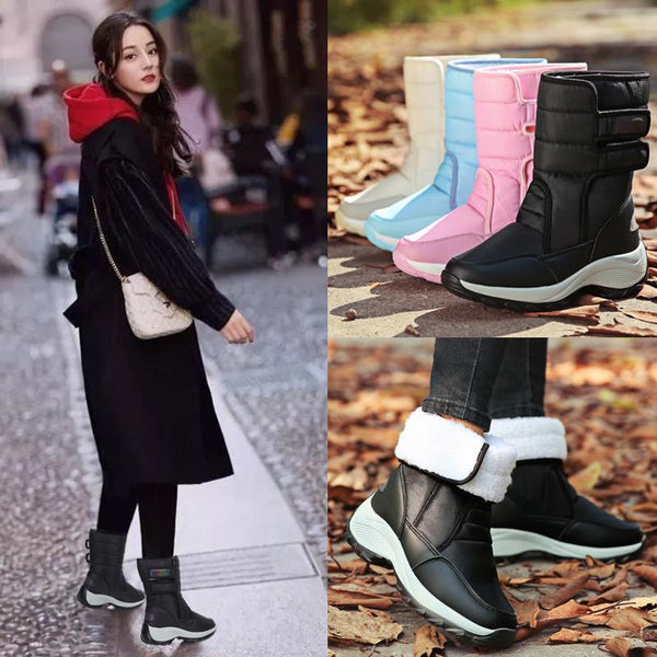 Ladies Winter Warm High Top Wedges Snow Boots