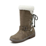 Women's Shoes - Outdoor Faux Fur Lace-up Back Snow Boots