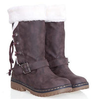 Women's Shoes - Outdoor Faux Fur Lace-up Back Snow Boots