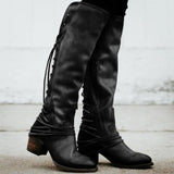 Women's Shoes - Vintage Knee High Gladiator Booties