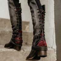 Women's Shoes - Vintage Knee High Gladiator Booties