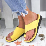 Classy Breathable Leather Platform Open Toe Comfortable Slippers