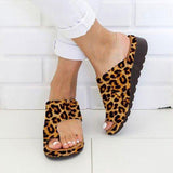 Classy Breathable Leather Platform Open Toe Comfortable Slippers