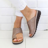 Classy Breathable Leather Platform Open Toe Comfortable Slippers