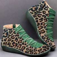 Shoes - Women's Retro Leopard Print Ankle Boots