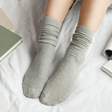 Solid Colors Double Needles Knitting Cotton Long Socks Women High Loose Socks