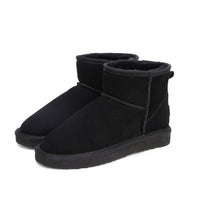 Snow Boots Cowhide Leather Ankle Boots Warm Winter Boots