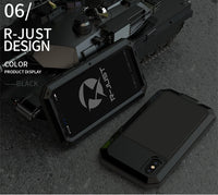 Heavy Duty Armor Shockproof Metal Aluminum Phone Case for iPhone 12 11 Pro Max XR XS 6 6S 7 8 Plus X 5S + Tempered Glass