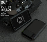 Heavy Duty Armor Shockproof Metal Aluminum Phone Case for iPhone 12 11 Pro Max XR XS 6 6S 7 8 Plus X 5S + Tempered Glass