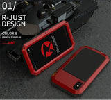 Heavy Duty Armor Shockproof Metal Aluminum Phone Case for iPhone 12 11 Pro Max XR XS 6 6S 7 8 Plus X 5S + Tempered Glass