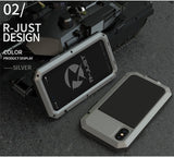 Heavy Duty Armor Shockproof Metal Aluminum Phone Case for iPhone 12 11 Pro Max XR XS 6 6S 7 8 Plus X 5S + Tempered Glass