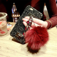 Luxury Glitter Bling Diamond Gem Bracelet Chain Strap Cases Fur Ball Cover For iPhone 12 Pro 11 Promax XSMAX 7 8 Plus Phone Case