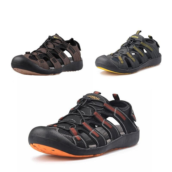 Summer Beach Hiking Trekking Flat Comfortable Male Leather Sandals