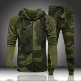 Male Fitness Camouflage Sweatshirts Jacket + Pants Sets