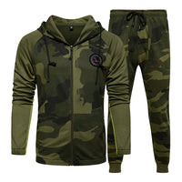 Male Fitness Camouflage Sweatshirts Jacket + Pants Sets