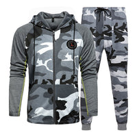 Male Fitness Camouflage Sweatshirts Jacket + Pants Sets