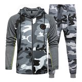 Male Fitness Camouflage Sweatshirts Jacket + Pants Sets