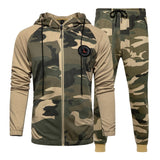 Male Fitness Camouflage Sweatshirts Jacket + Pants Sets